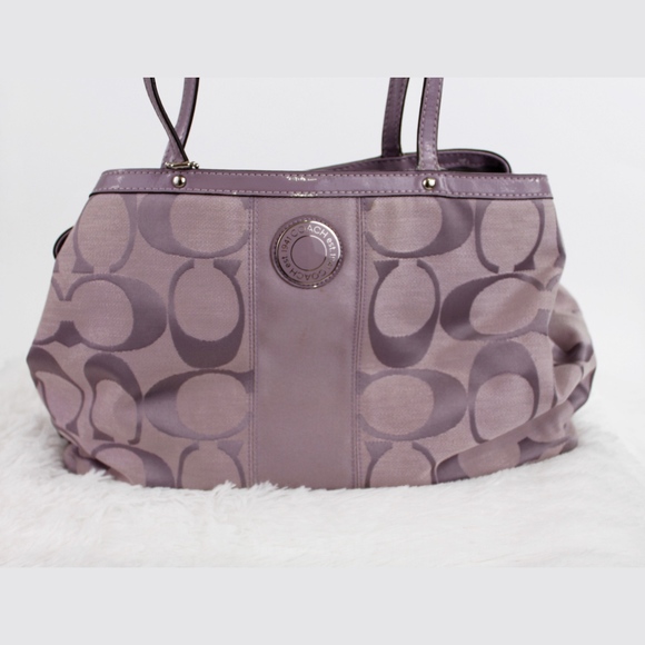 Coach Handbags - Authentic Coach Signature Lilac Frame Carryall